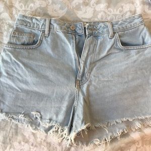 Light wash denim shorts